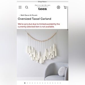 NWT Pottery Barn Teen Oversized Tassel Garland